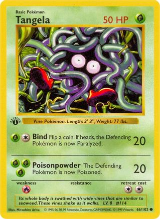 Tangela (66) Unlimited [Vintage: Base Set Shadowless] Pokemon Single Pokémon