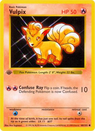 Vulpix (68) 1st Edition [Vintage: Base Set Shadowless] Pokemon Single Pokémon