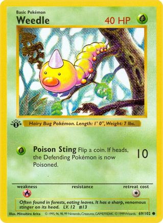 Weedle (69) 1st Edition [Vintage: Base Set Shadowless] Pokemon Single Pokémon