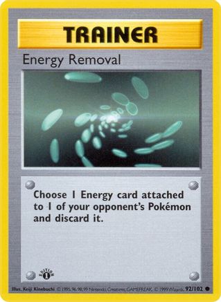 Energy Removal (92) Unlimited [Vintage: Base Set Shadowless] Pokemon Single Pokémon