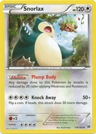 Snorlax (118/162) Reverse Holofoil [XY: BREAKthrough] Pokemon Single Pokémon