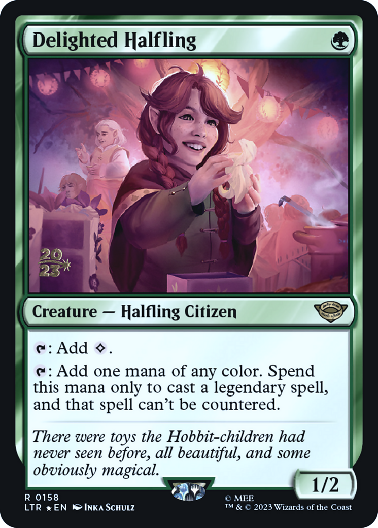 Delighted Halfling (0158) (PRE-158) [Tales of Middle-earth Promos] Foil MTG Single Wizards of the Coast
