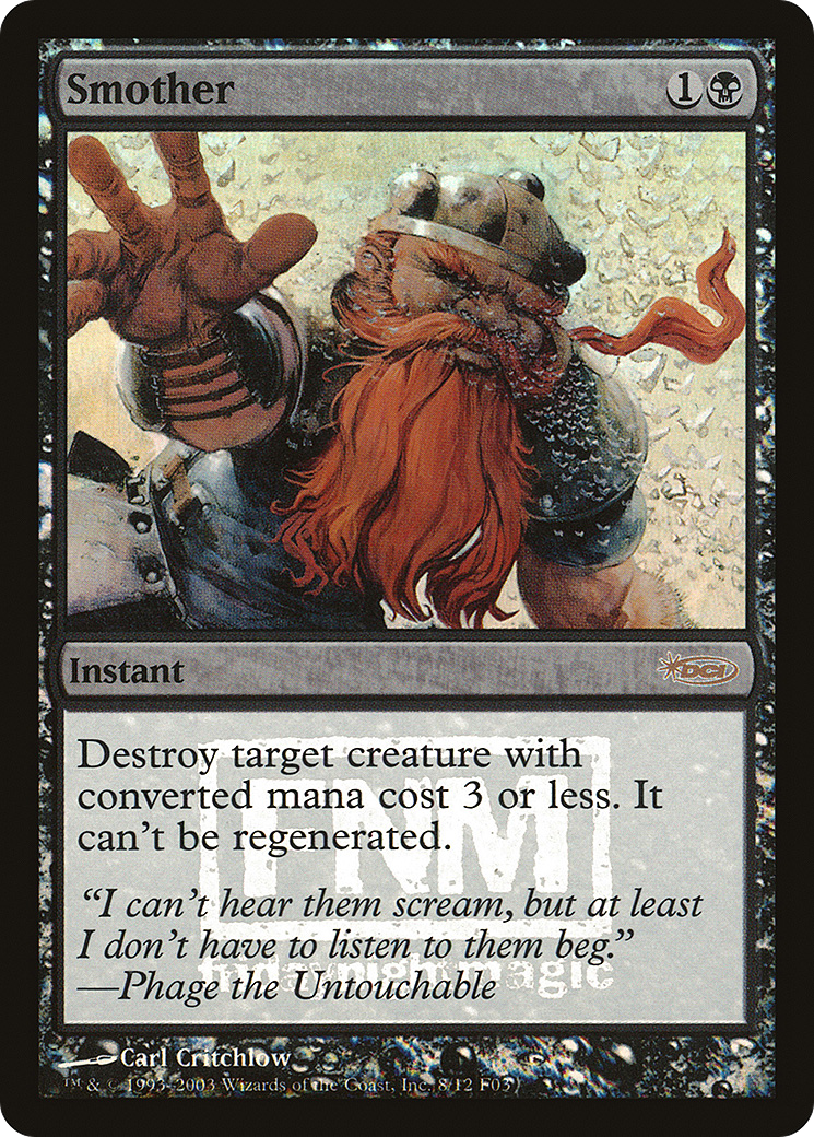 Smother (FNM-) [Misc] Friday Night Magic 2003 Foil MTG Single Wizards of the Coast