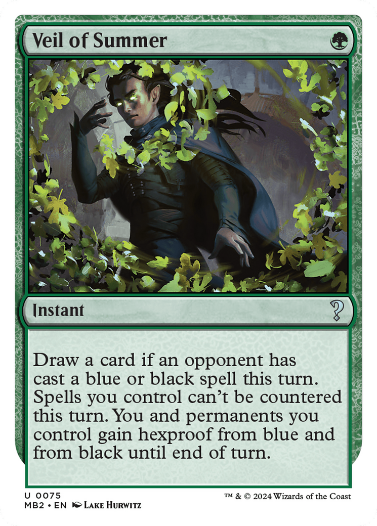 Veil of Summer (White Border) (MB2-075) [Mystery Booster] Mystery Booster 2 MTG Single Wizards of the Coast