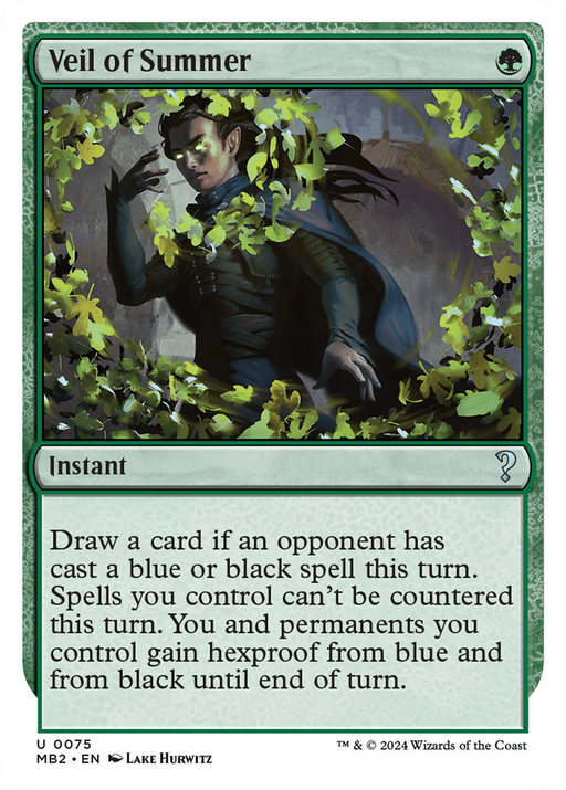 Veil of Summer (White Border) (MB2-075) [Mystery Booster] Mystery Booster 2 MTG Single Wizards of the Coast