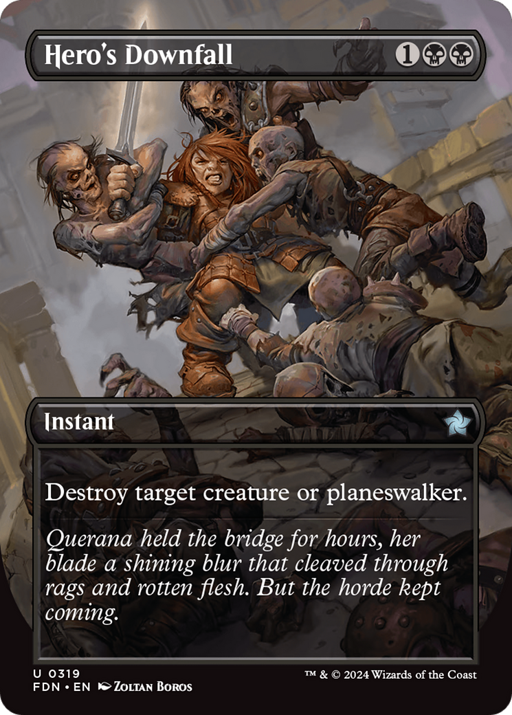 Hero's Downfall (Borderless) (FDN-319) [Foundations] MTG Single Wizards of the Coast