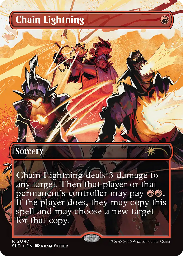Chain Lightning (SLD-2047) [Secret Lair Drop] (Borderless) Foil MTG Single Wizards of the Coast