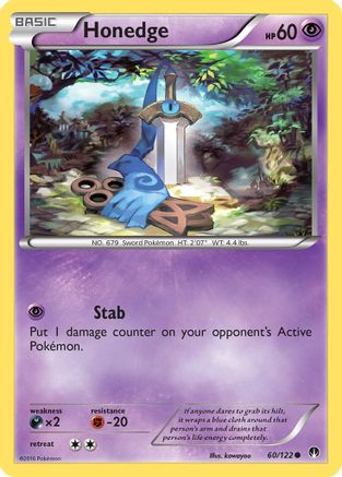 Honedge (60/122) Reverse Holofoil [XY: BREAKpoint] Pokemon Single Pokémon