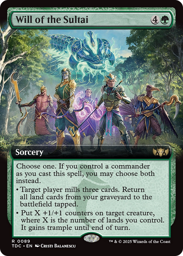 Will of the Sultai (Extended Art) (TDC-089) [Commander: Tarkir: Dragonstorm]: (Extended Art) MTG Single Wizards of the Coast