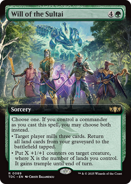 Will of the Sultai (Extended Art) (TDC-089) [Commander: Tarkir: Dragonstorm]: (Extended Art) MTG Single Wizards of the Coast
