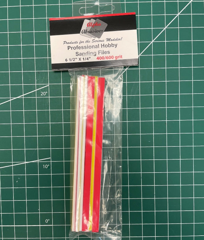 Alpha Abrasives 1/4″ Extra Fine Files in Yellow 400 Red 600 grit (10 Files) Paint, Tools and Bases PM Hansen Ltd