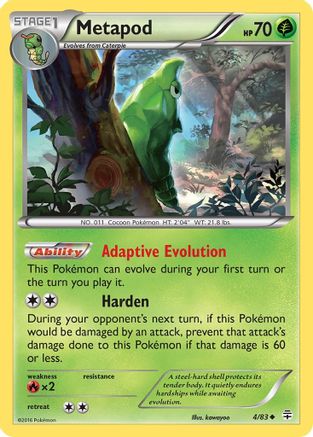Metapod (4/83) Reverse Holofoil [XY: Generations] Pokemon Single Pokémon