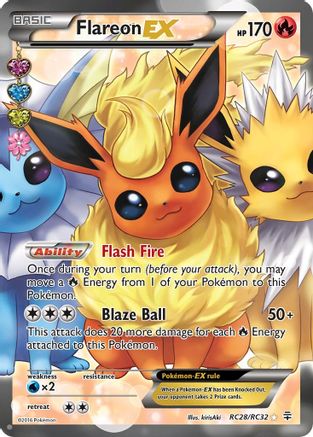 Flareon EX (Full Art) (RC28/83) Holofoil [XY: Generations Radiant Collection] Pokemon Single Pokémon