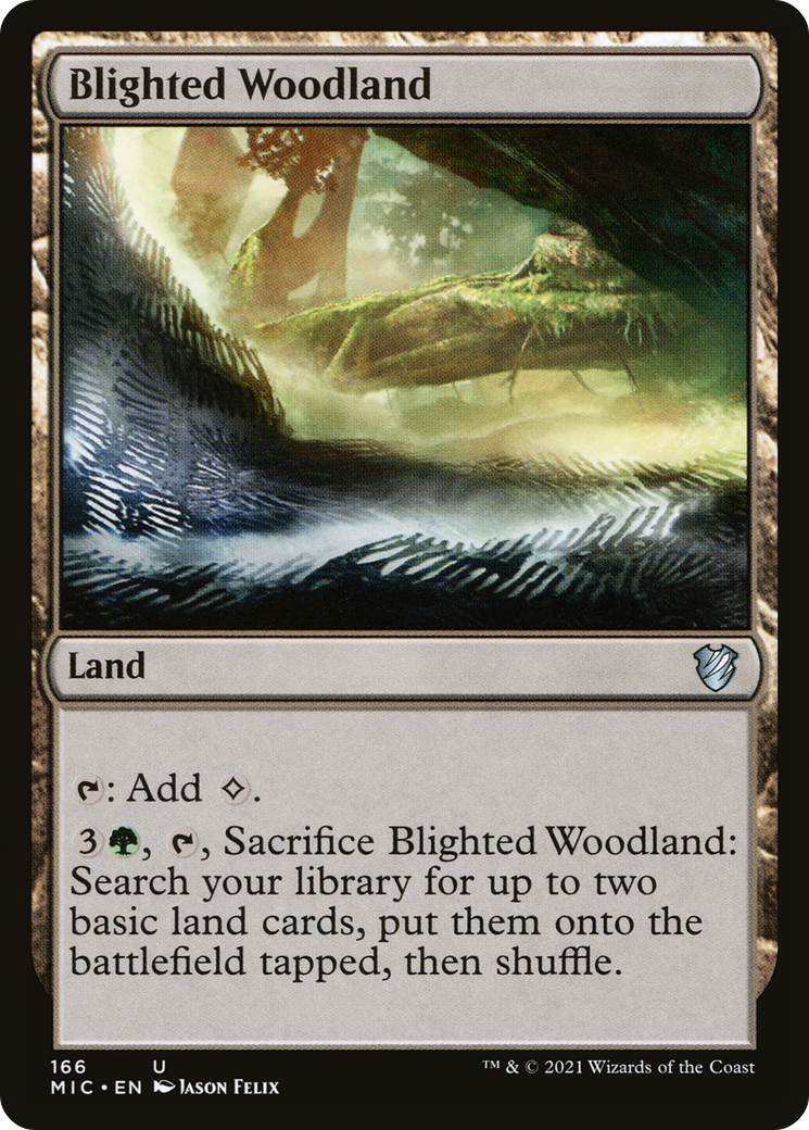 Blighted Woodland (MIC-166) [Midnight Hunt Commander] MTG Single Wizards of the Coast