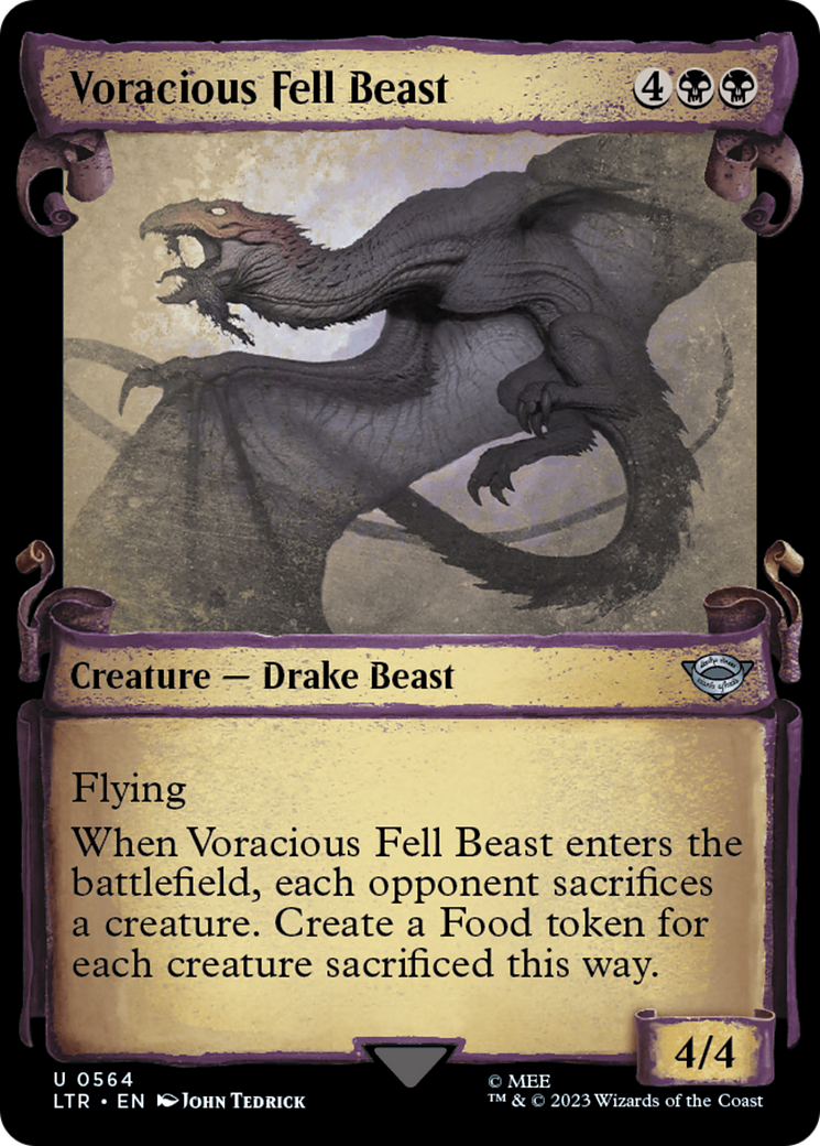 Voracious Fell Beast (Showcase Scrolls) (LTR-564) [The Lord of the Rings: Tales of Middle-earth] (Showcase) MTG Single Wizards of the Coast