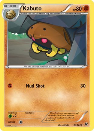 Kabuto (38/124) Reverse Holofoil [XY: Fates Collide] Pokemon Single Pokémon