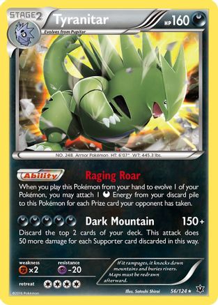 Tyranitar (56/124) Reverse Holofoil [XY: Fates Collide] Pokemon Single Pokémon