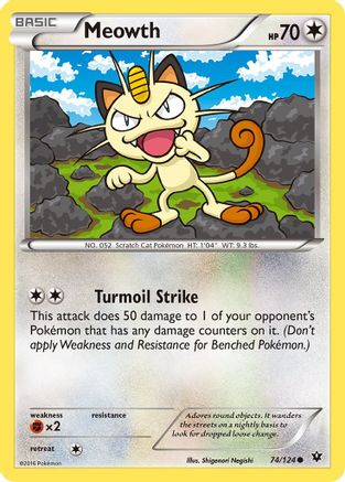 Meowth (74/124) Reverse Holofoil [XY: Fates Collide] Pokemon Single Pokémon