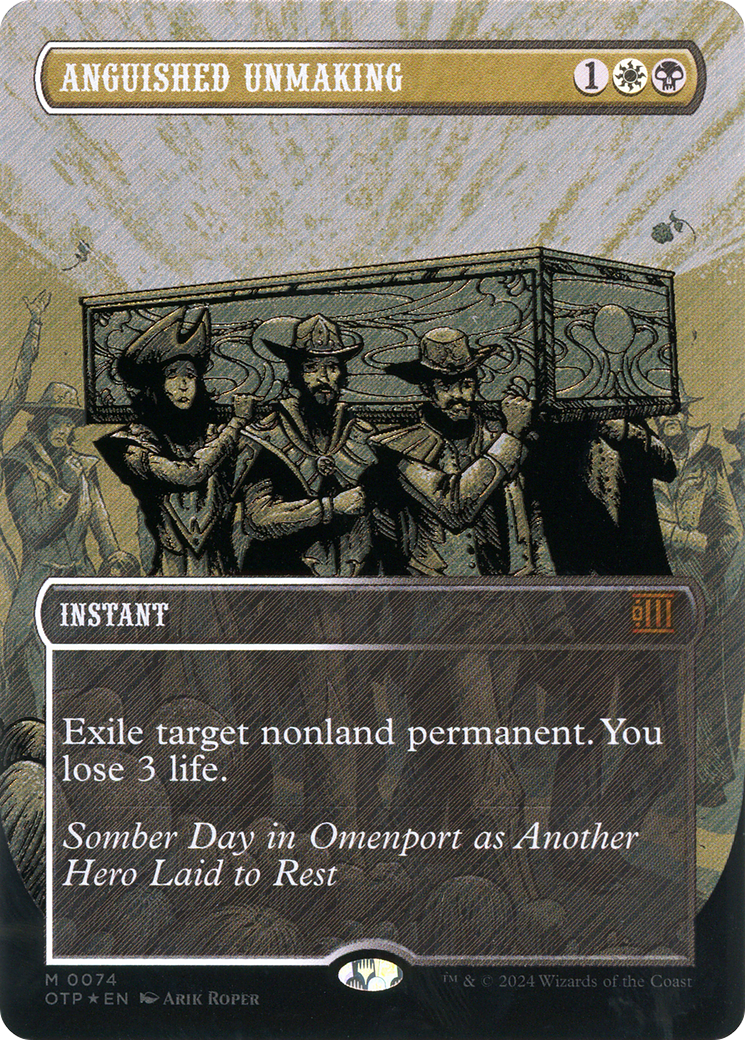 Anguished Unmaking (Textured Foil) (OTP-074) [Breaking News] (Borderless) Foil MTG Single Wizards of the Coast