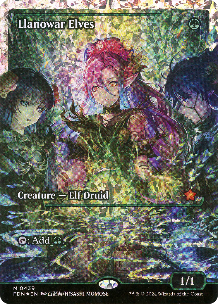Llanowar Elves (Fracture Foil) (FDN-439) [Foundations] (Showcase) Foil MTG Single Wizards of the Coast