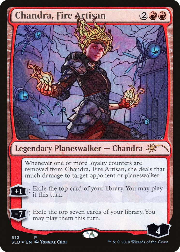 Chandra, Fire Artisan (Stained Glass) (SLD-512) [Secret Lair] Drop Foil MTG Single Wizards of the Coast