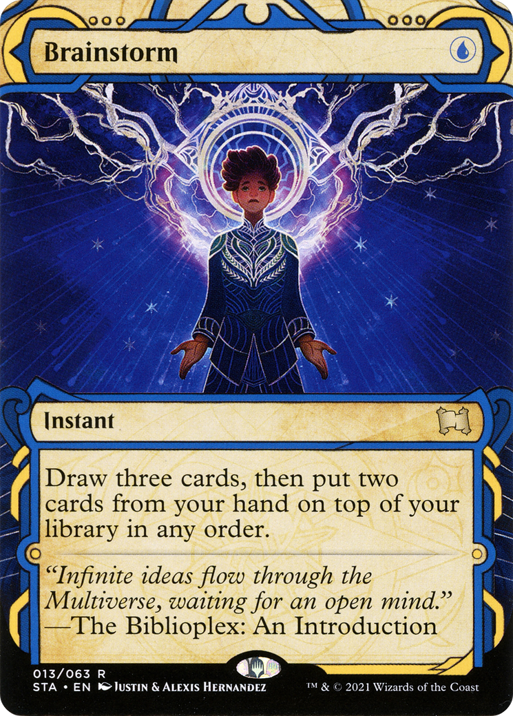 Brainstorm (STA-013) [Strixhaven Mystical Archive] (Showcase) (Borderless) Foil MTG Single Wizards of the Coast