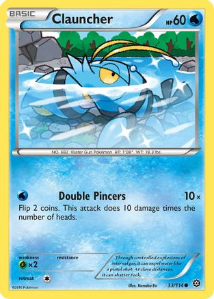 Clauncher (33/114) Reverse Holofoil [XY: Steam Siege] Pokemon Single Pokémon