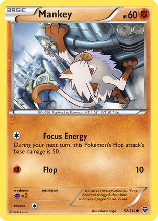 Mankey (52/114) [XY: Steam Siege] Pokemon Single Pokémon