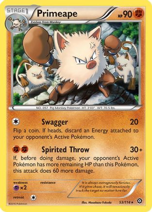 Primeape (/114) Reverse Holofoil [XY: Steam Siege] Pokemon Single Pokémon