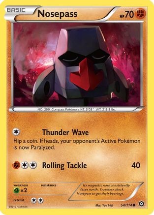 Nosepass (54/114) Reverse Holofoil [XY: Steam Siege] Pokemon Single Pokémon