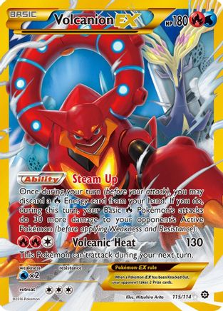 Volcanion EX (Secret) 115/114 Holofoil [XY: Steam Siege] Pokemon Single Pokémon