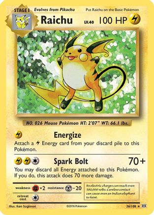 Raichu (36/108) Reverse Holofoil [XY: Evolutions] Pokemon Single Pokémon