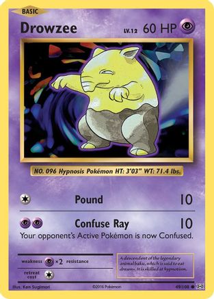 Drowzee (49/108) Reverse Holofoil [XY: Evolutions] Pokemon Single Pokémon