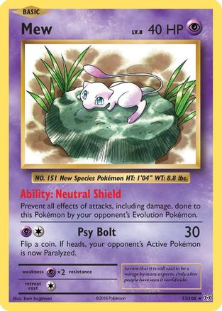 Mew (53/108) Reverse Holofoil [XY: Evolutions] Pokemon Single Pokémon