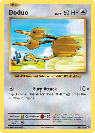 Doduo (69/108) Reverse Holofoil [XY: Evolutions] Pokemon Single Pokémon