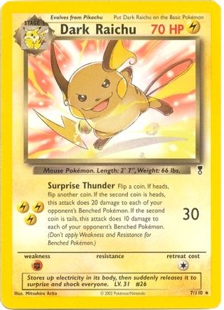 Dark Raichu - 7/110 (WotC Legendary Collection) () [Misc: Deck Exclusives] Pokemon Single Pokémon