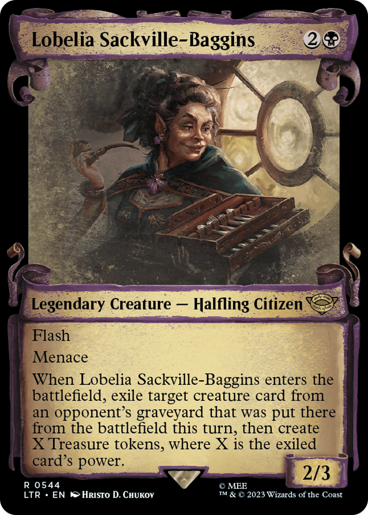 Lobelia Sackville-Baggins (Showcase Scrolls) (LTR-544) [The Lord of the Rings: Tales of Middle-earth] (Showcase) MTG Single Wizards of the Coast