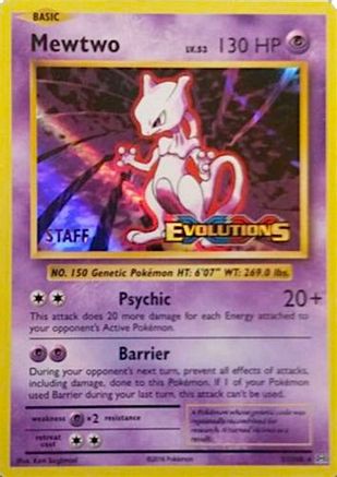 Mewtwo - 51/108 (Prerelease) [Staff] () Holofoil [Promos: XY Promos] Pokemon Single Pokémon