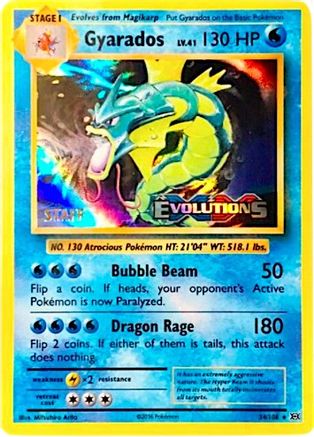 Gyarados - 34/108 (Prerelease) [Staff] () Holofoil [Promos: XY Promos] Pokemon Single Pokémon