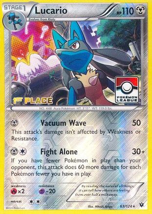 Lucario - 63/124 (Pokemon League) [1st Place] () Reverse Holofoil [Promos: League & Championship Cards] Pokemon Single Pokémon