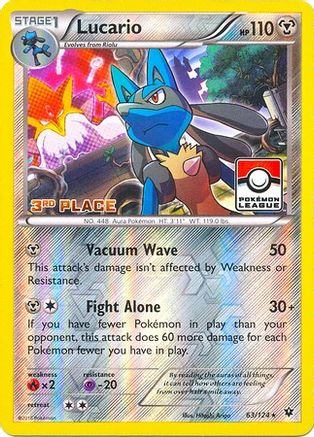 Lucario - 63/124 (Pokemon League) [3rd Place] () Reverse Holofoil [Promos: League & Championship Cards] Pokemon Single Pokémon