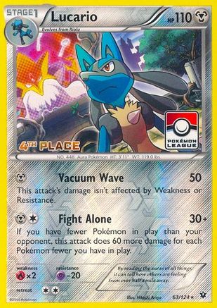 Lucario - 63/124 (Pokemon League) [4th Place] () Reverse Holofoil [Promos: League & Championship Cards] Pokemon Single Pokémon