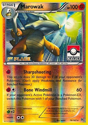 Marowak 78/162 (Pokemon League) [1st Place] () Reverse Holofoil [Promos: League & Championship Cards] Pokemon Single Pokémon