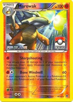 Marowak - 78/162 (Pokemon League) [2nd Place] () Reverse Holofoil [Promos: League & Championship Cards] Pokemon Single Pokémon