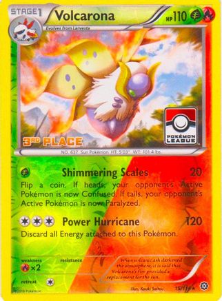 Volcarona - 15/114 (Pokemon League) [3rd Place] () Reverse Holofoil [Promos: League & Championship Cards] Pokemon Single Pokémon