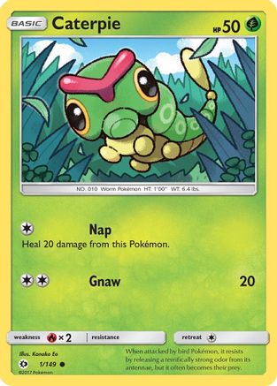 Caterpie (1/149) Reverse Holofoil [SM: Base Set] Pokemon Single Pokémon