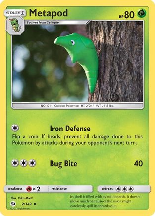 Metapod (2/149) Reverse Holofoil [SM: Base Set] Pokemon Single Pokémon