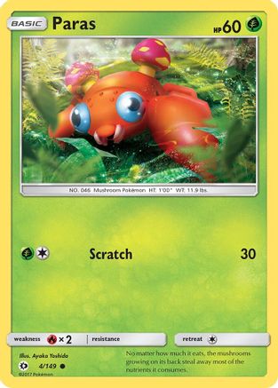 Paras (4/149) Reverse Holofoil [SM: Base Set] Pokemon Single Pokémon