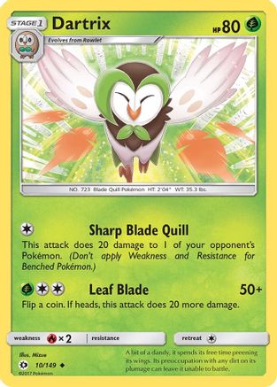 Dartrix (10/149) Reverse Holofoil [SM: Base Set] Pokemon Single Pokémon