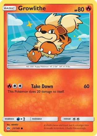 Growlithe (21/149) Reverse Holofoil [SM: Base Set] Pokemon Single Pokémon
